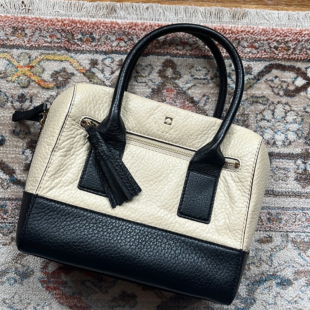 Kate Spade Ivory and Black Leather Handbag
